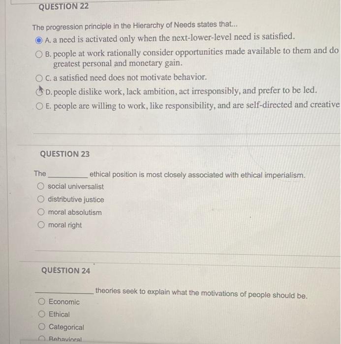 QUESTION 17 Ethical dilemmas often arise out of
