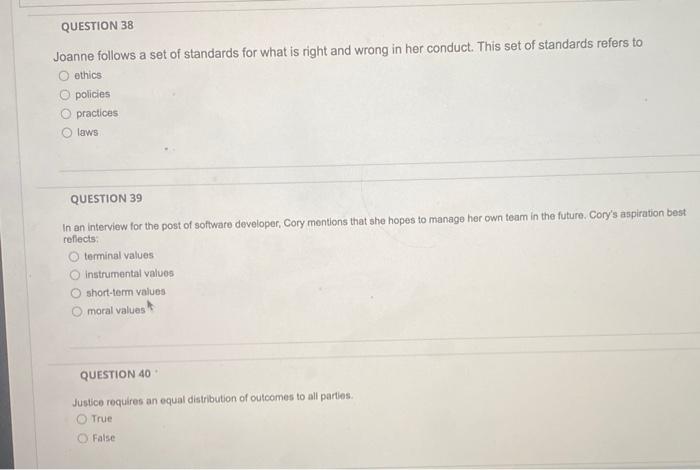 QUESTION 35 Cultural relativism suggests ethical