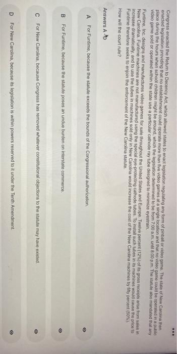 Congress enacted the Return to Decency Act, which