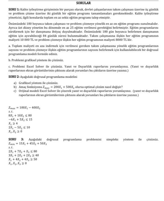 Dorusal Programlama SORU 1: Kalite iyiletirme