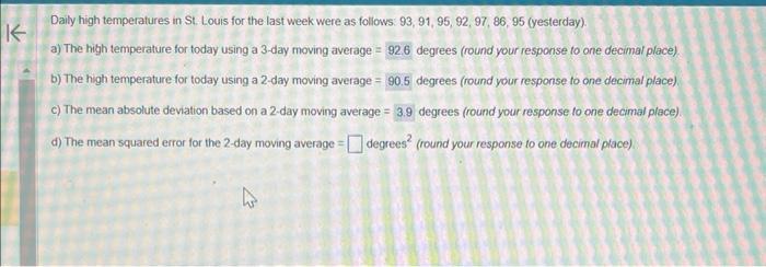 HW Question Daily high temperatures in St. Louis