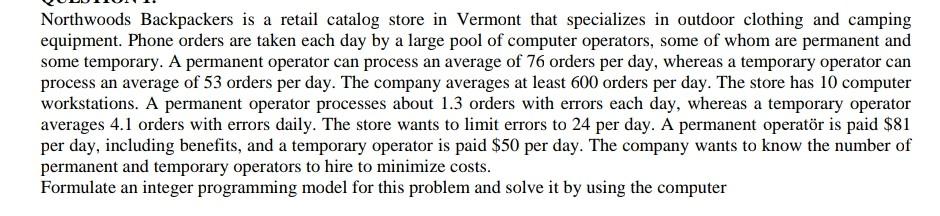 how to make excel solver?? Northwoods Backpackers