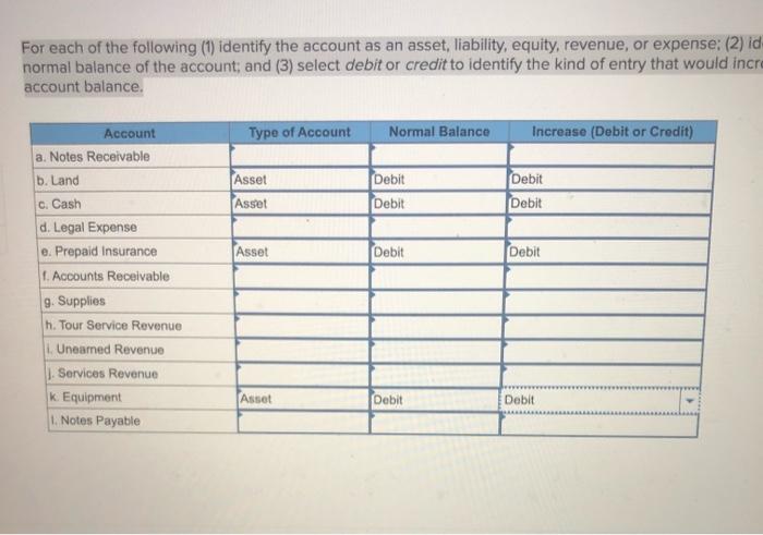 For each of the following (1) identify the