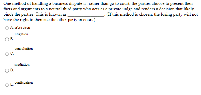 One method of handling a business dispute is,