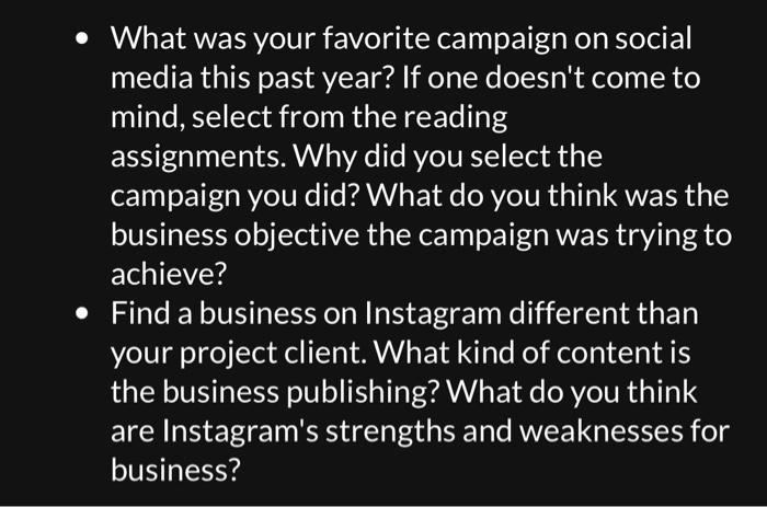 - What was your favorite campaign on social media