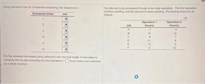 Using Johnson's rule for 2 machine scheduling,
