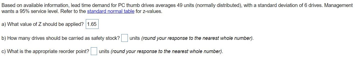 Based on available information, lead time demand