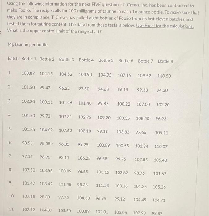 1 Using the following information for the next