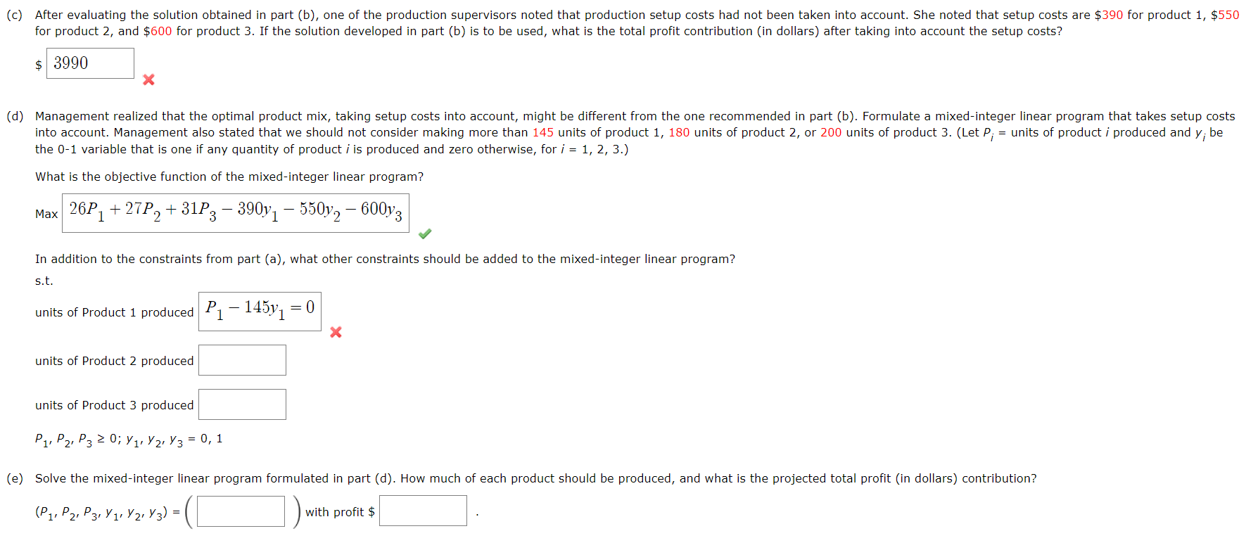 \$31 for product 3 . (a) Formulate a linear