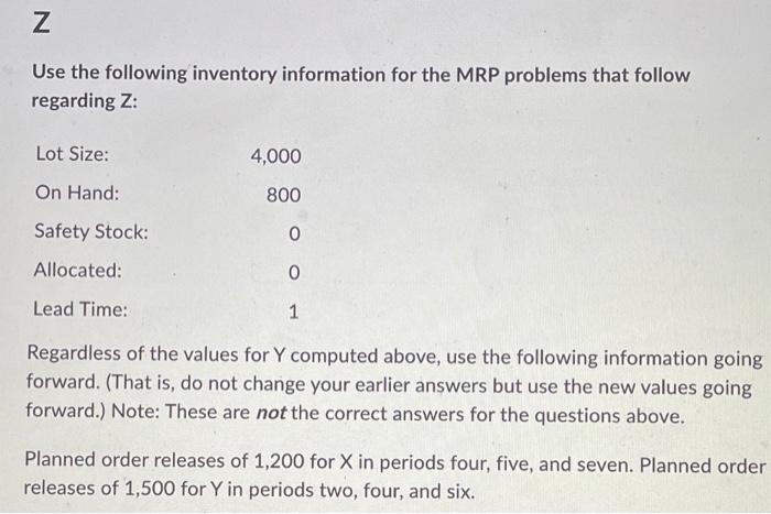 Use the following inventory information for the