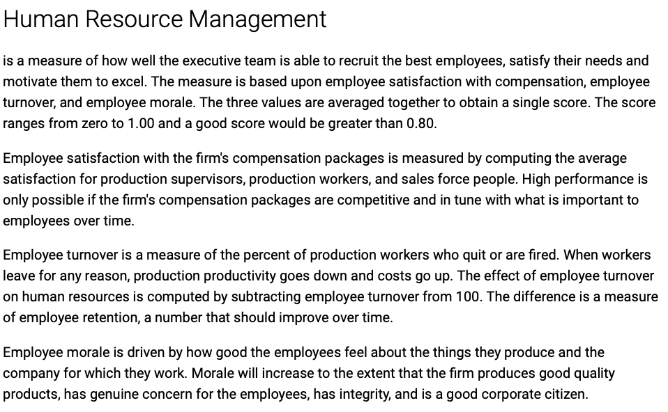Write a summary on Human Resources performance of