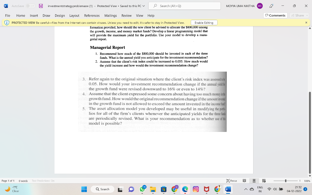 Answer the question in Excel using Linear
