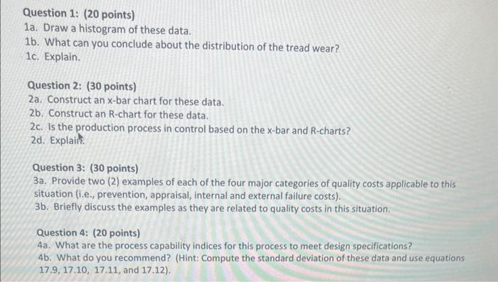 goodman tire case Question 1: (20 points) 1a.
