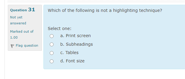 Question 31 Which of the following is not a