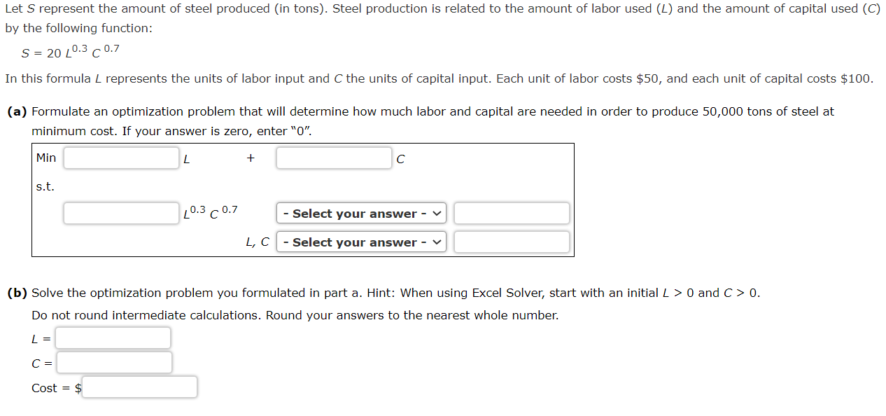 Let S represent the amount of steel produced in