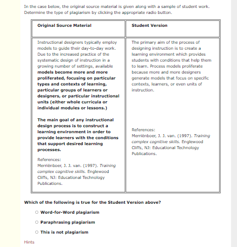 In the case below, the original source material