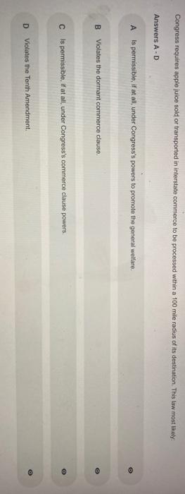 Congress requires apple juice sold or transported