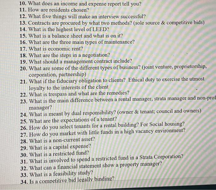 10. What does an income and expense report tell