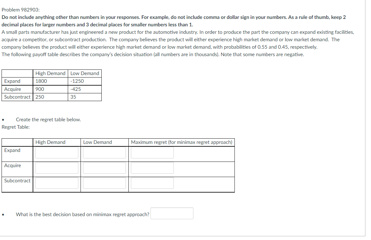 Problem 982903: Do not include anything other