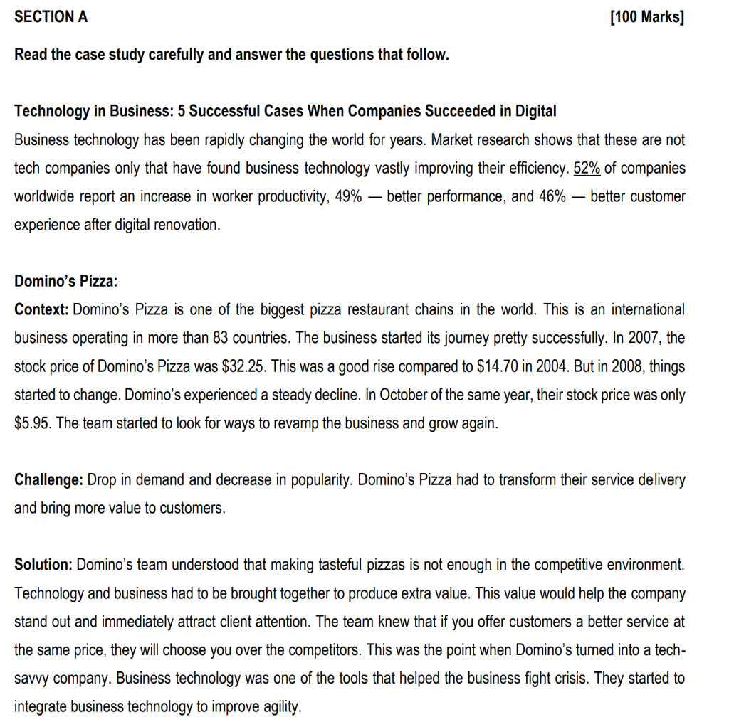 Read the case study carefully and answer the