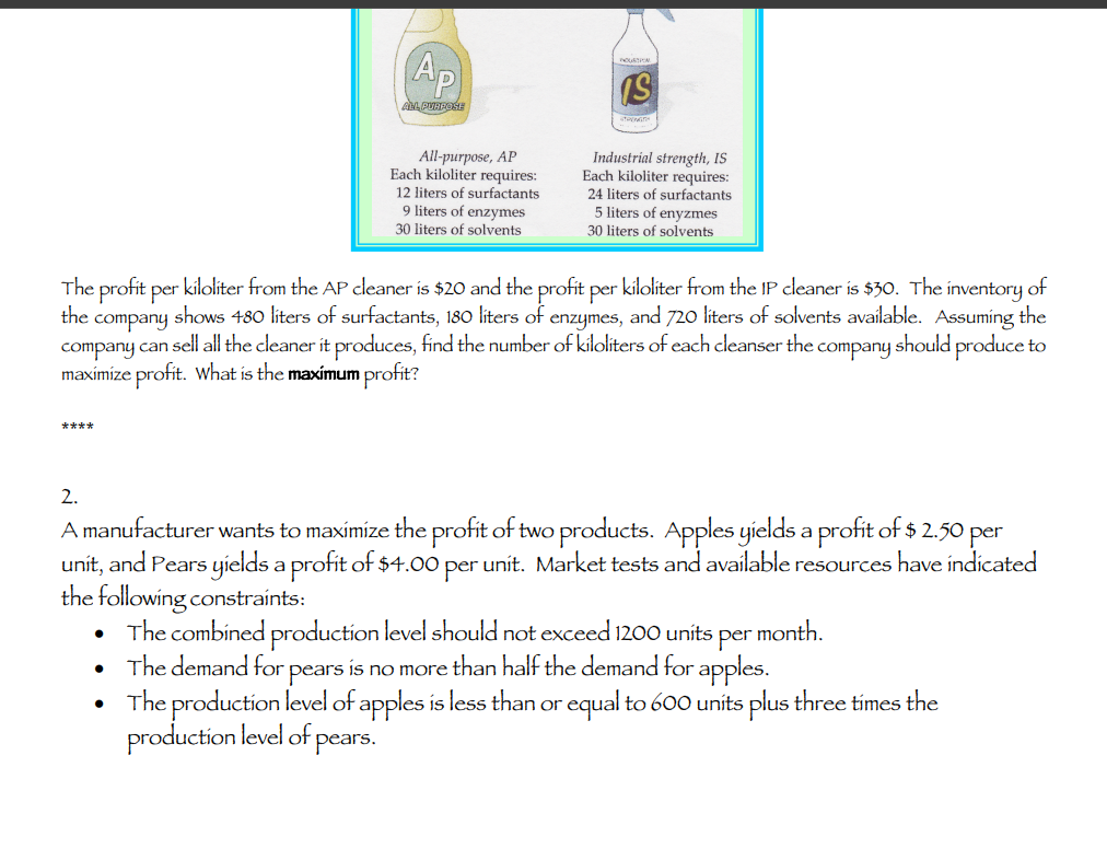 For EACH LP exercise: It is essential that you