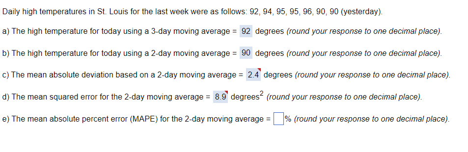 I NEED ANSWER E Daily high temperatures in St.