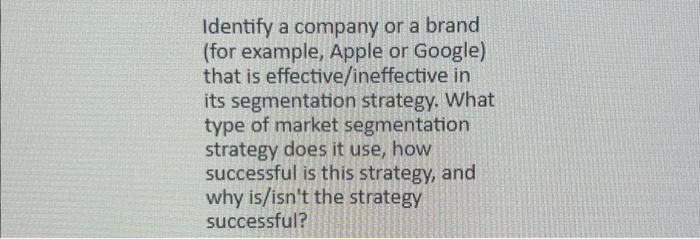 Identify a company or a brand (for example, Apple