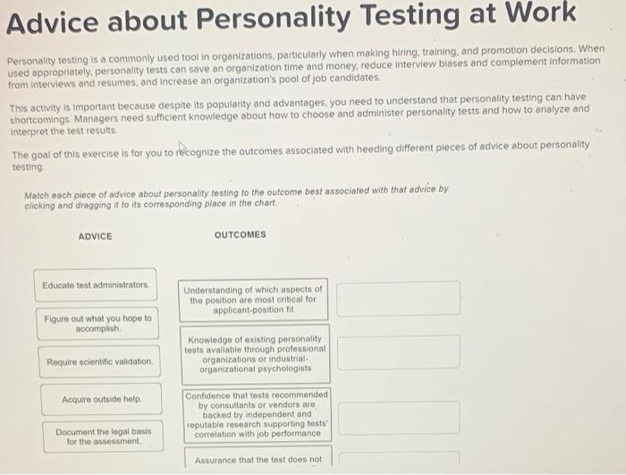 Advice about Personality Testing at Work