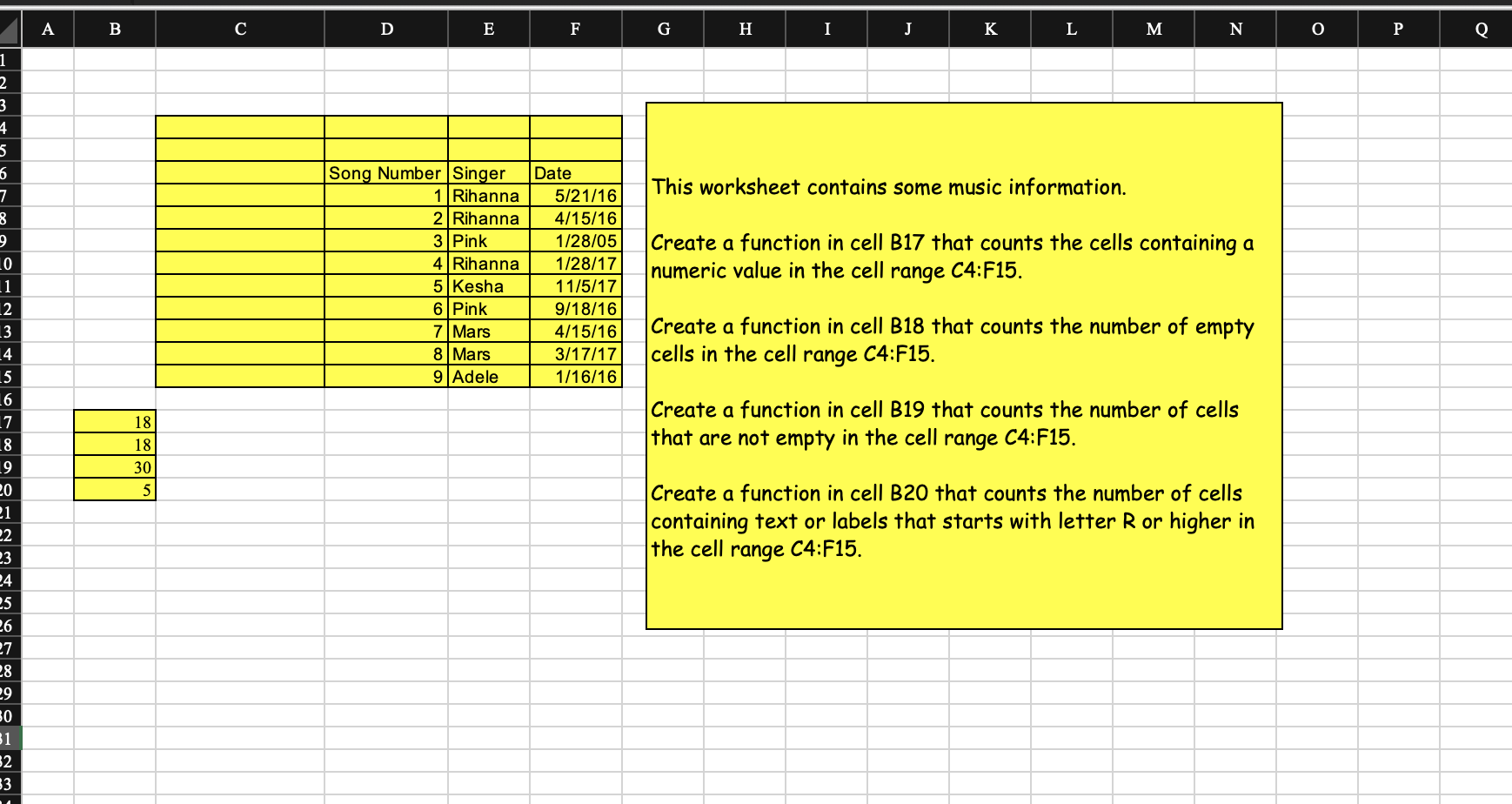 A B C D E F G H I J K L M N o P Q This worksheet