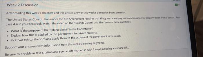 Week 2 Discussion After reading this week's