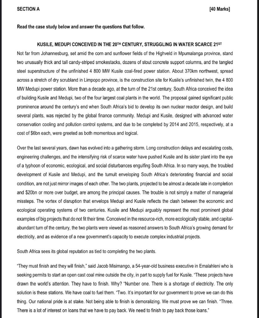 Read the case study below and answer the