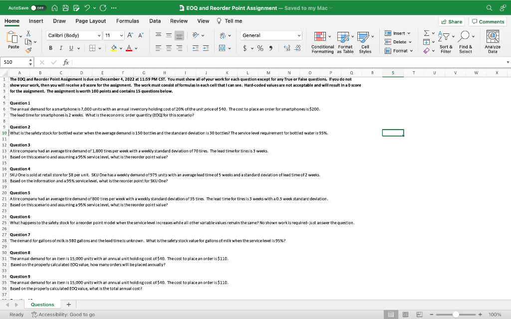 Show with work and the correct formulas please