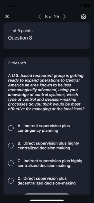 - of 5 points Question 6 3 tries left Good