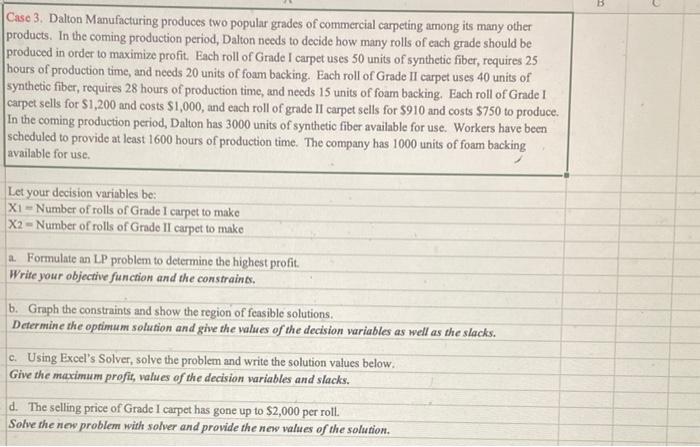 B Case 3. Dalton Manufacturing produces two