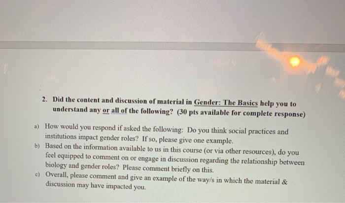 2. Did the content and discussion of material in