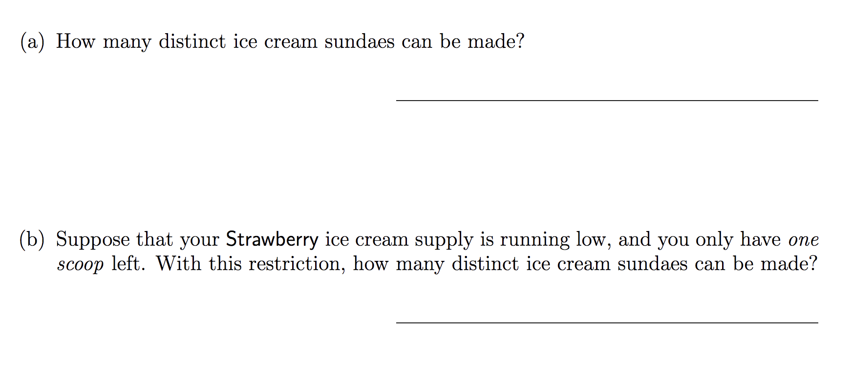 Problem 3: Ice Cream! (36 pts) Erika's Sweet Shop