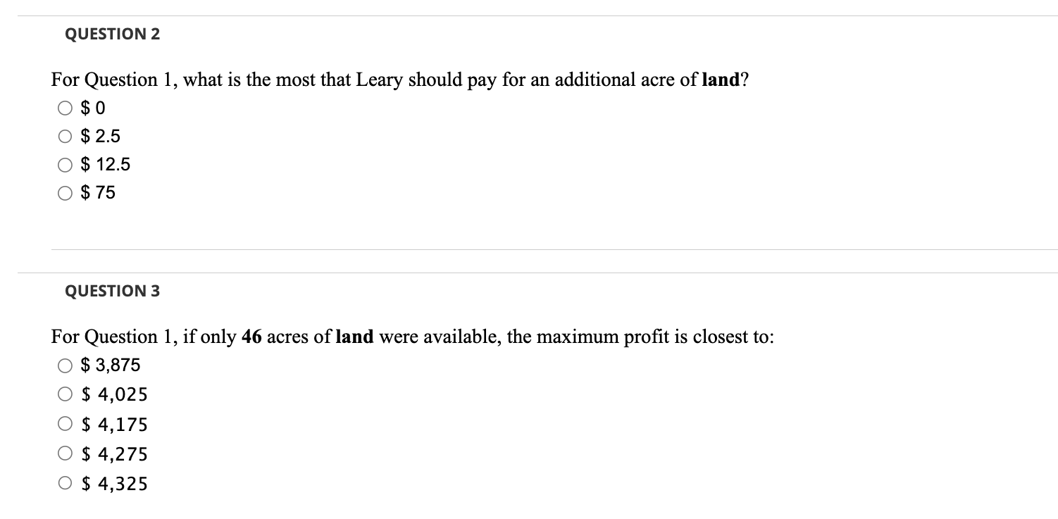 Farmer Leary grows wheat and corn on his 45 -acre