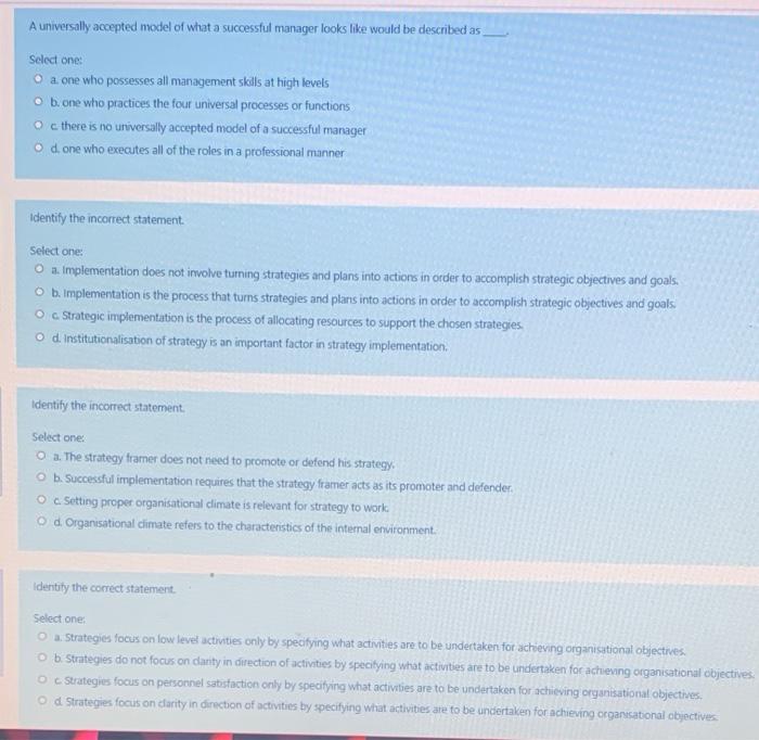 A universally accepted model of what a successful