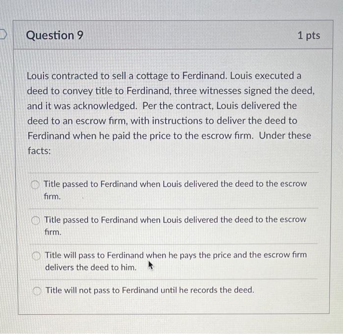 Louis contracted to sell a cottage to Ferdinand.