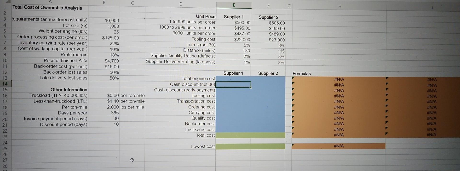 Excel Online Structured Activity: Total Cost of