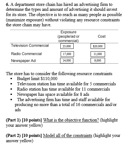 6. A department store chain has hired an