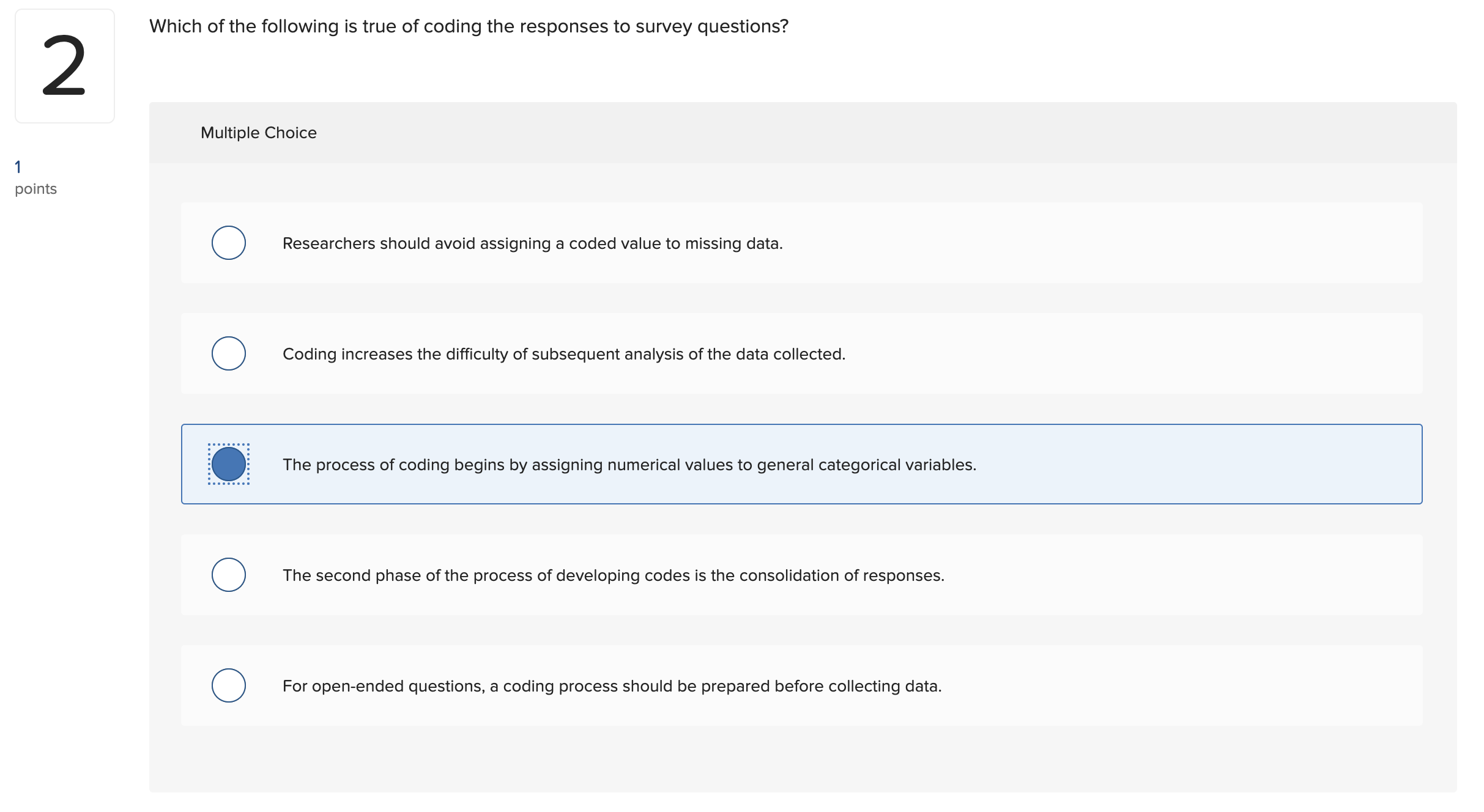 Which of the following is true of coding the
