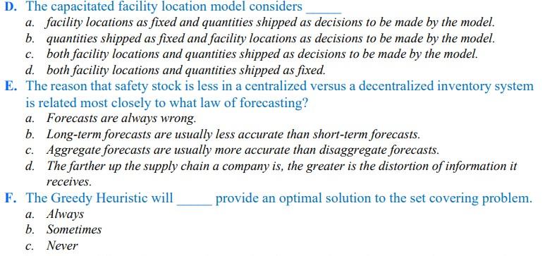 D. The capacitated facility location model