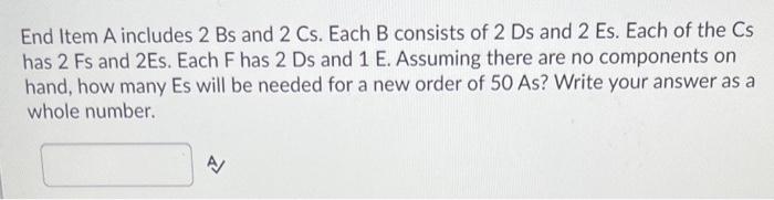 End Item A includes 2Bs and 2Cs. Each B consists