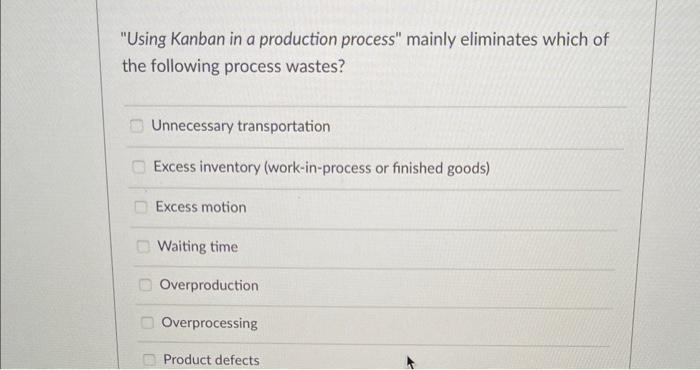 11 "Using Kanban in a production process" mainly