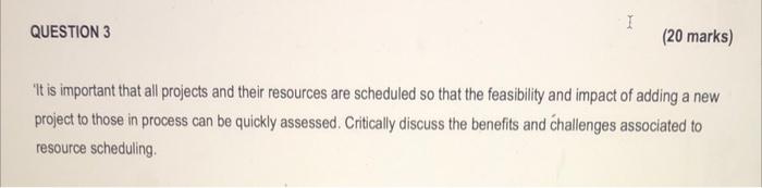 Project Resource Management It is important that