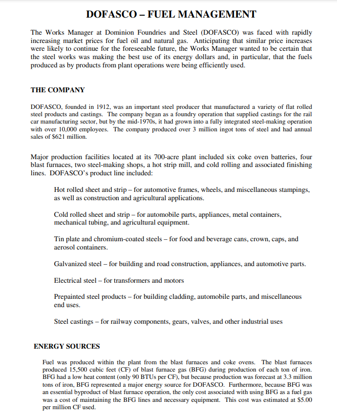 1. Formulate DOFASCO's problem as an LP problem.