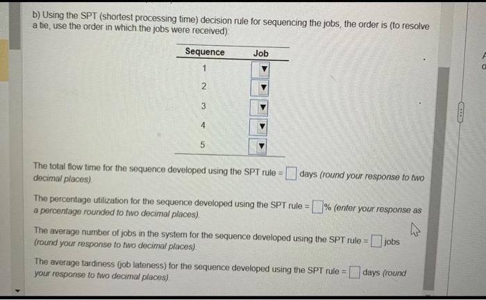 a) Using the EDD (earliest due date) decision