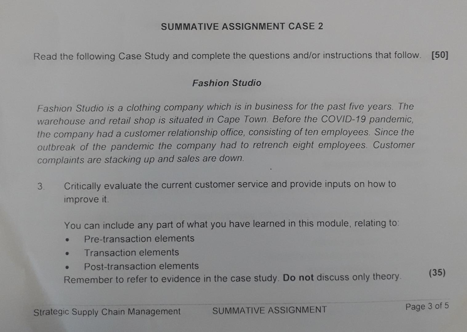 SUMMATIVE ASSIGNMENT CASE 2 Read the following