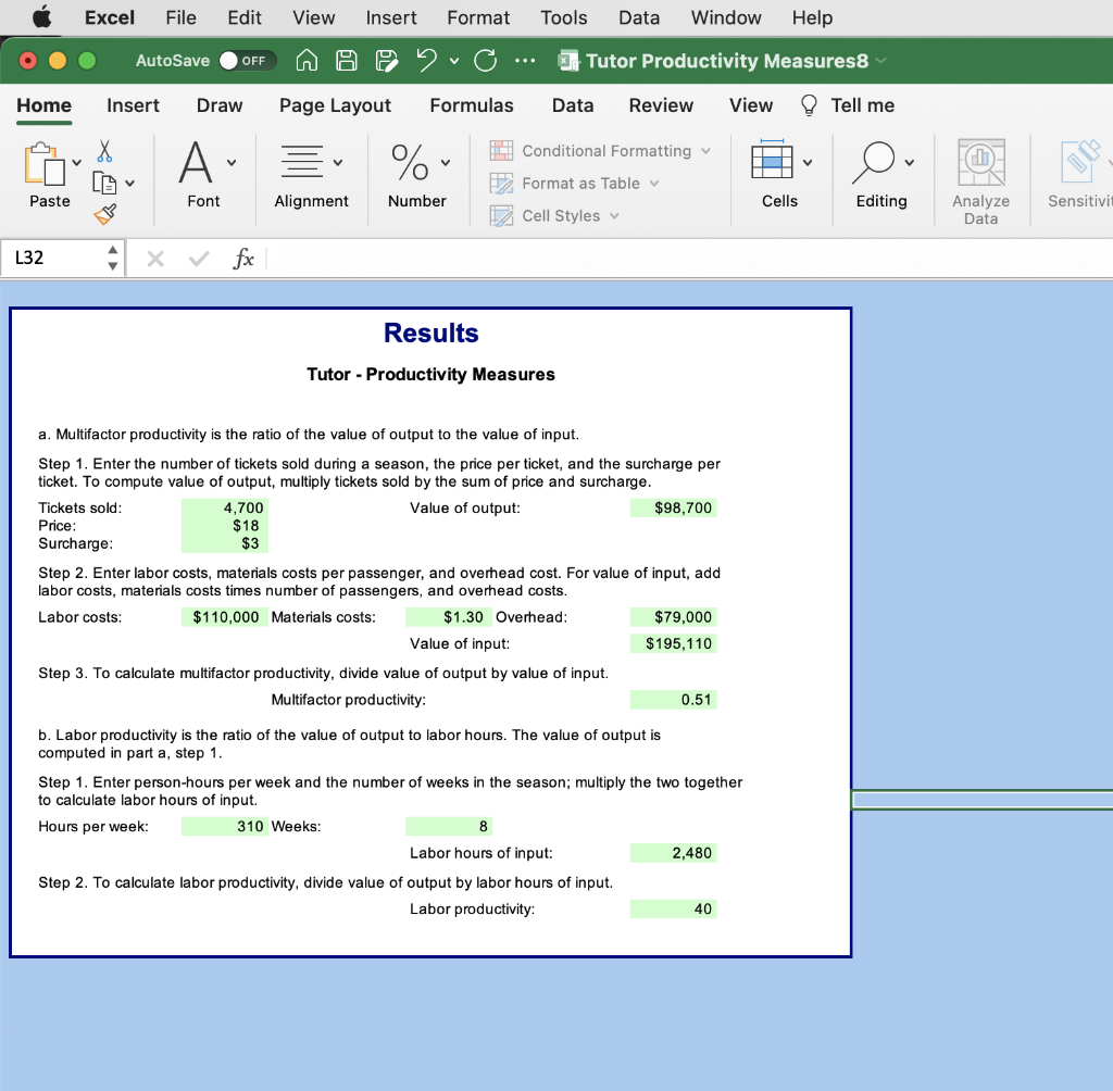J Click here to view the results sheet. Inputs